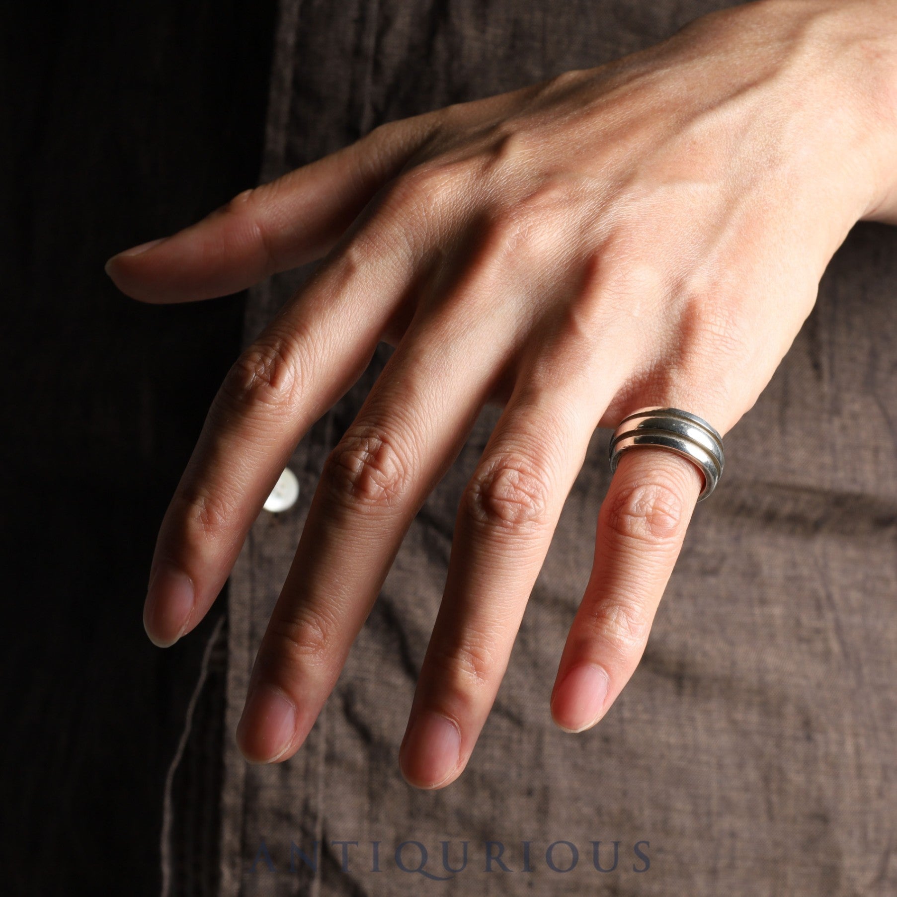 ティファニー リング グルーブド ダブルライン スターリングシルバー