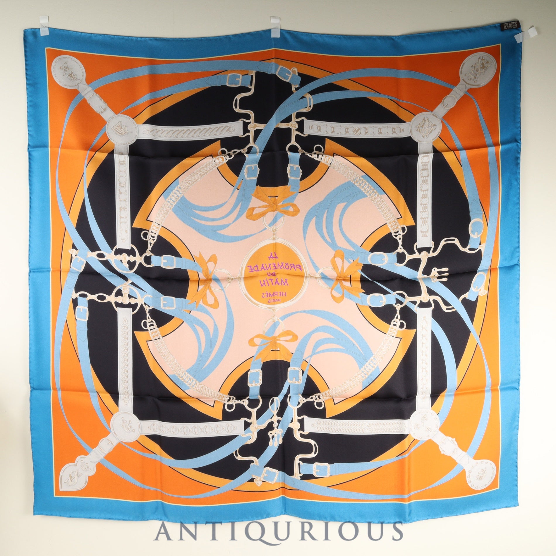 エルメス スカーフ カレ90 LA PROMENADE DU MATIN 朝の散歩 箱 SILK100