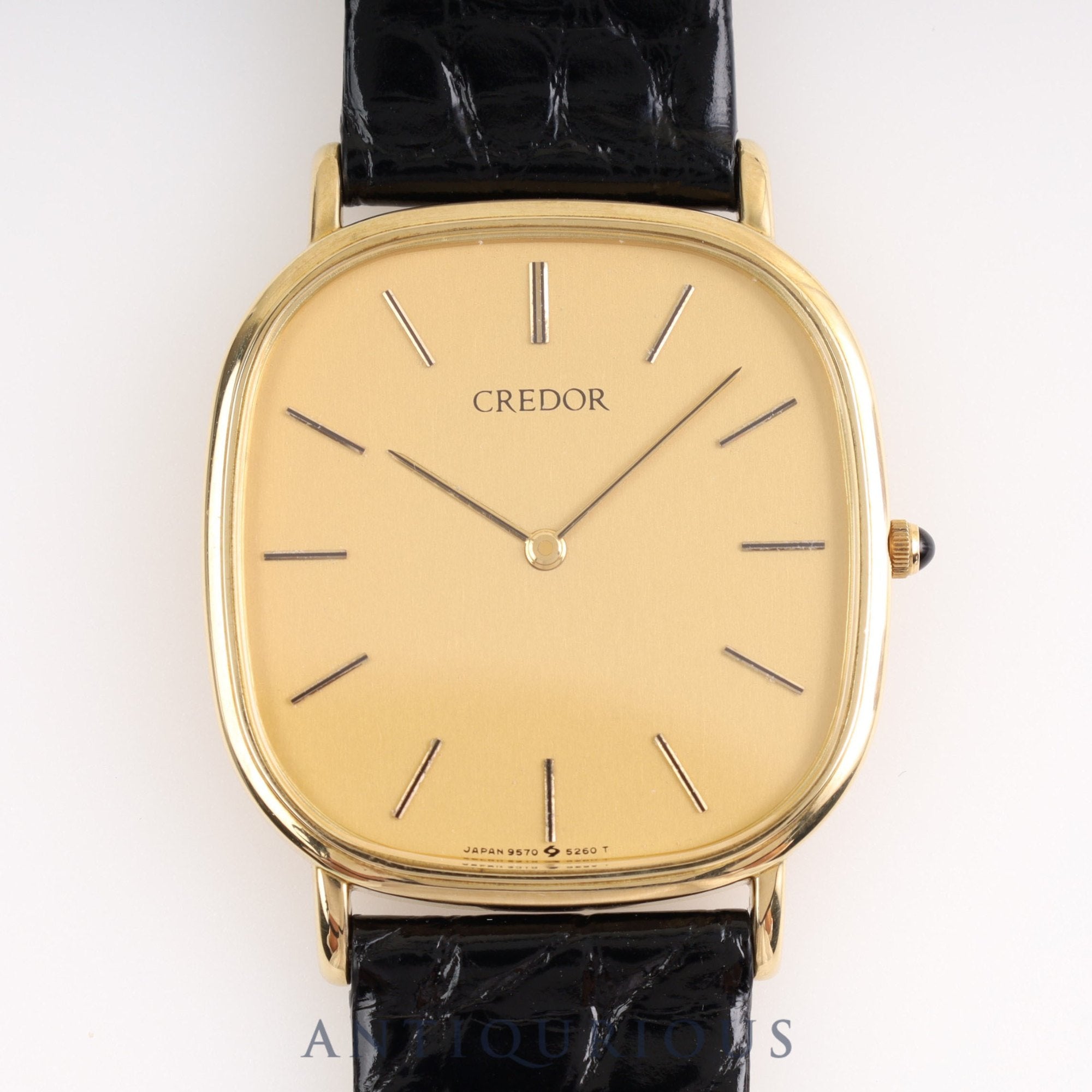 セイコー クレドール 9570-5230 クォーツ K18YG 革 ゴールド文字盤
