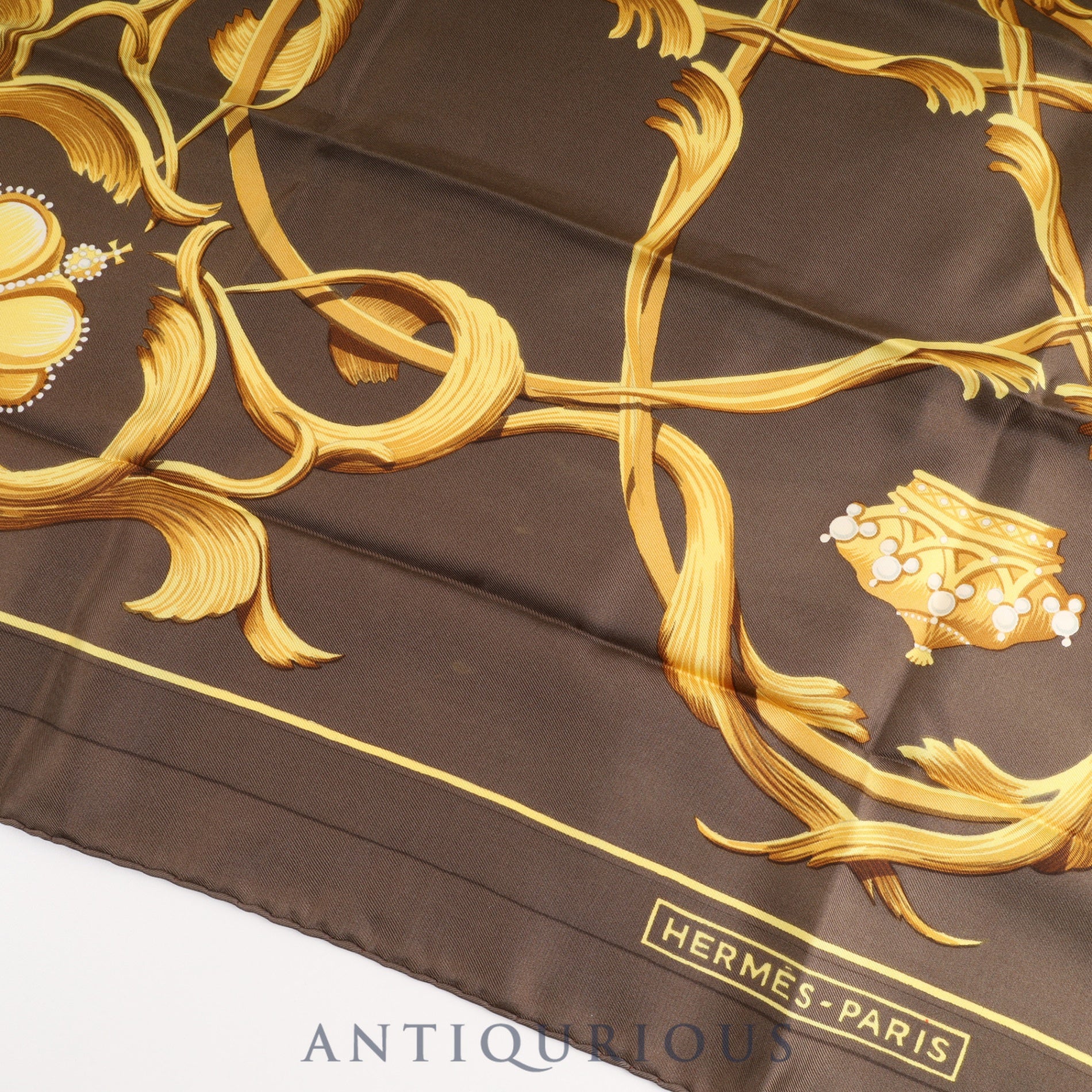 エルメス スカーフ カレ90 王冠柄 ブラウン SILK100% | 東京銀座の