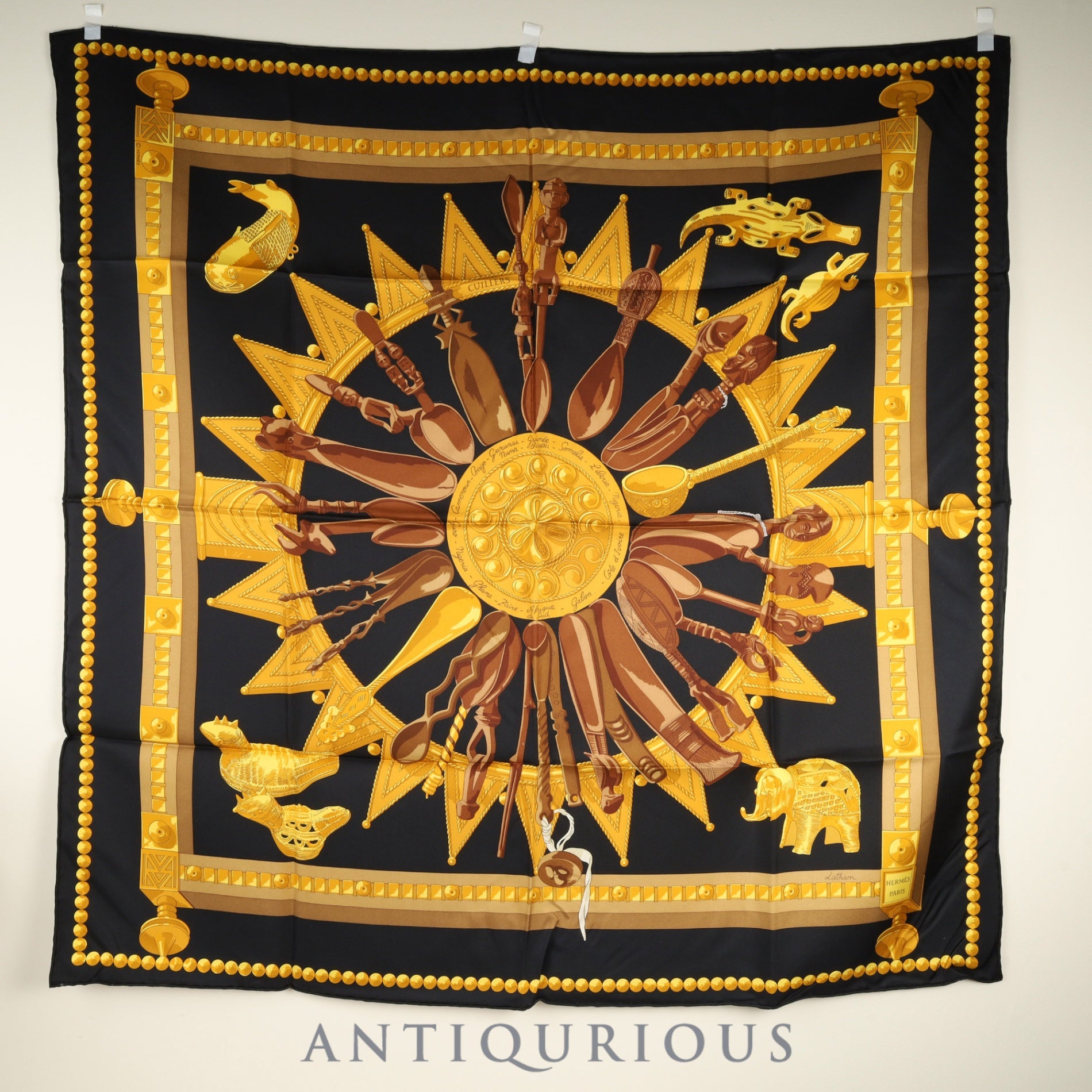 エルメス スカーフ カレ90 アフリカのスプーン SILK100% 箱 | 東京銀座