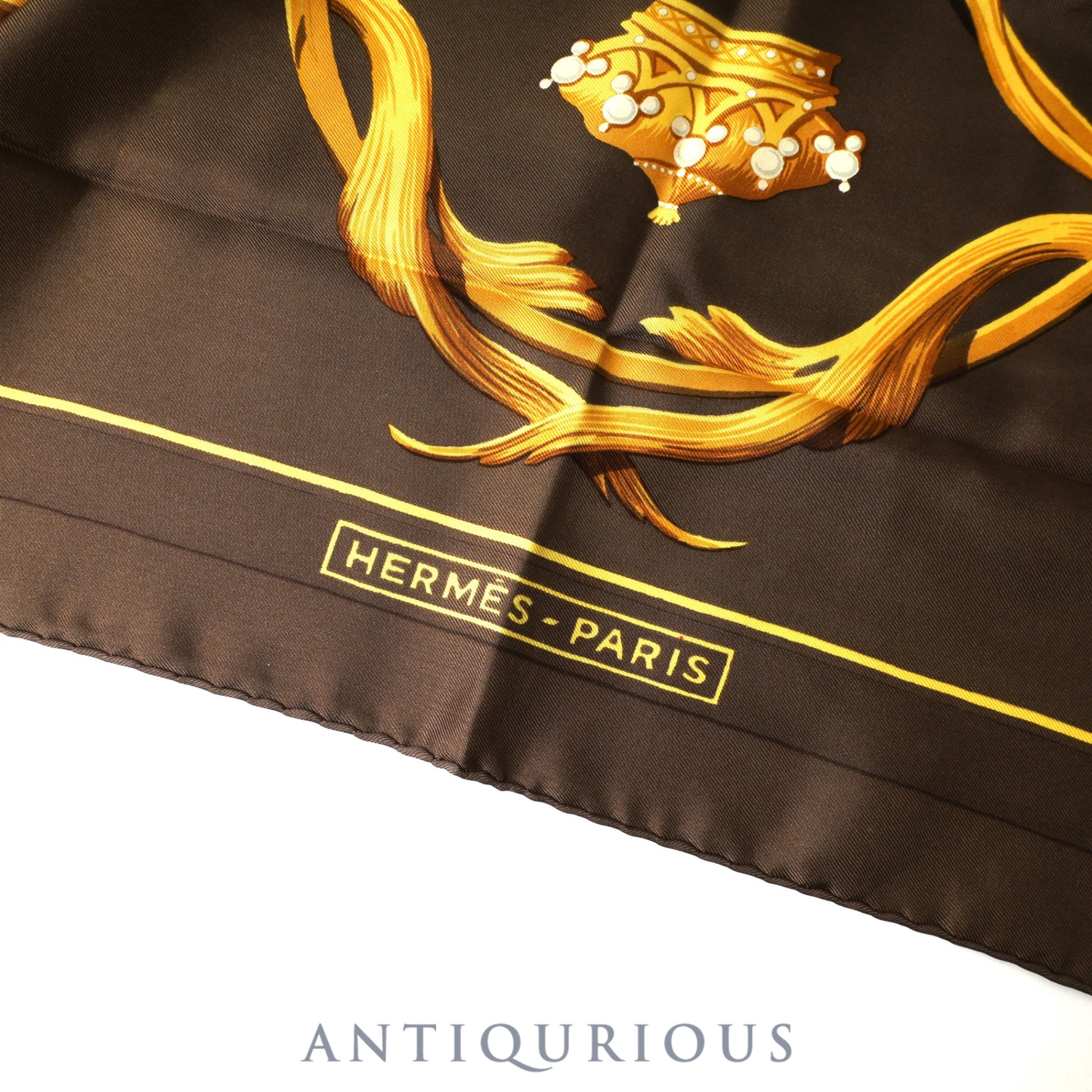 エルメス スカーフ カレ90 王冠柄 ブラウン SILK100% | 東京銀座の