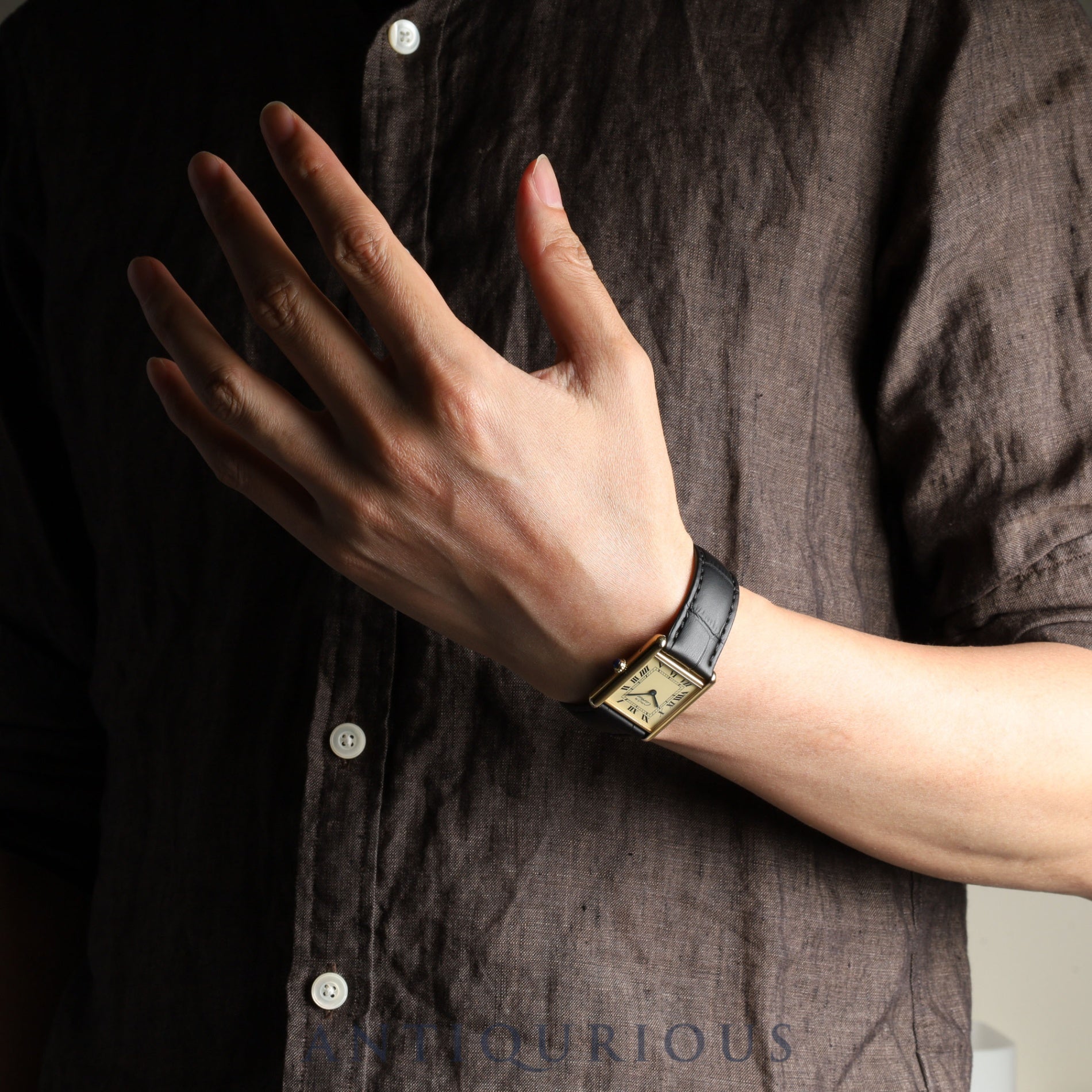 カルティエ マストタンク LM 590005 クォーツ Cal.90 SV925 革 純正