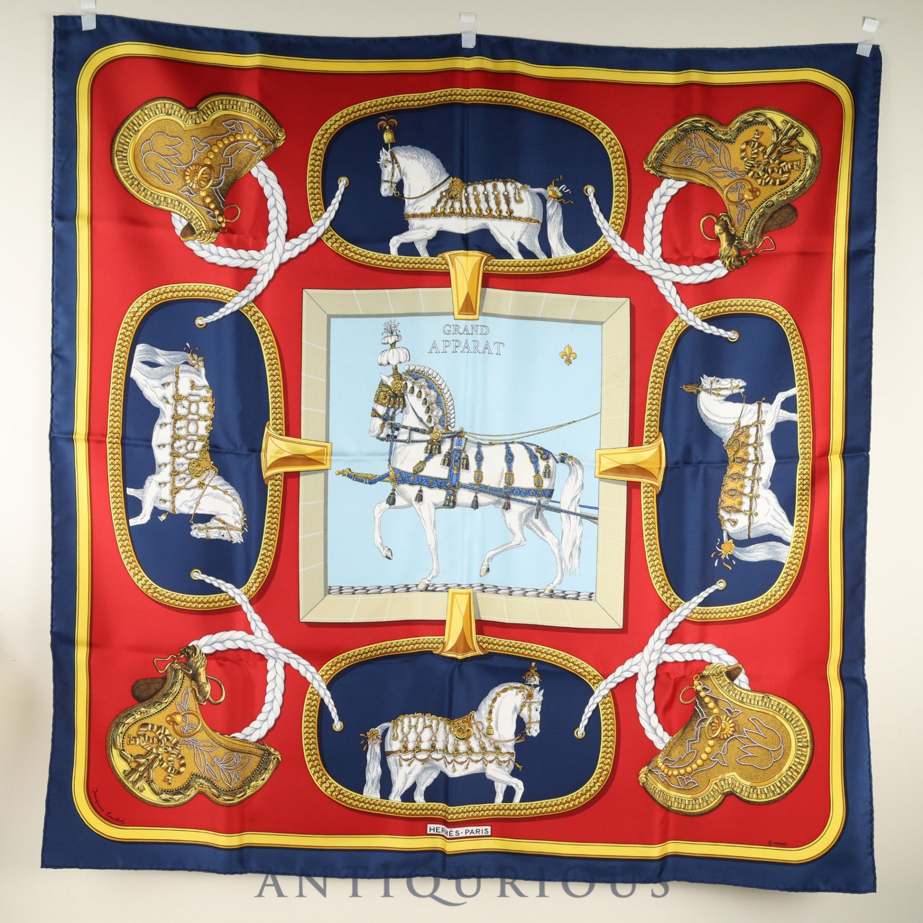 エルメス スカーフ カレ90 GRAND APPARAT 盛装の馬 箱 冊子 SILK100