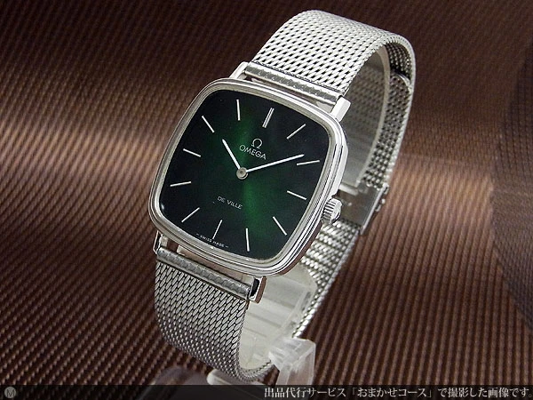 O-7874| オメガ デビル Ref.111.0118 Cal.625 SS スクエア 緑文字盤 手