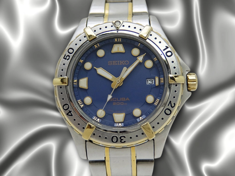 JA-2871| セイコー スキューバ 200M 7N35-6060 SSコンビ ブルー