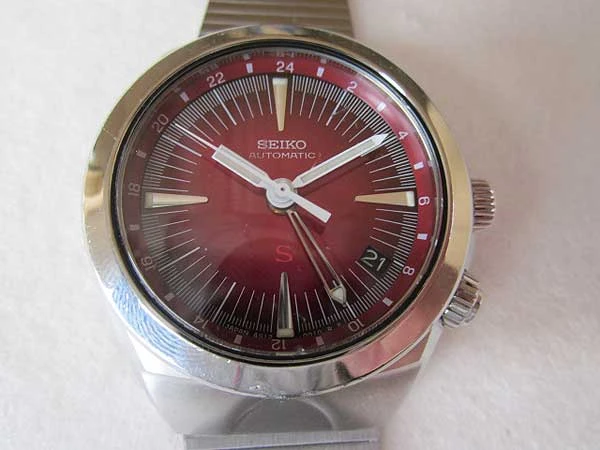 JA-2033| セイコー 4S12-0010 メカニカル 25石 裏スケ 赤文字盤 レッド
