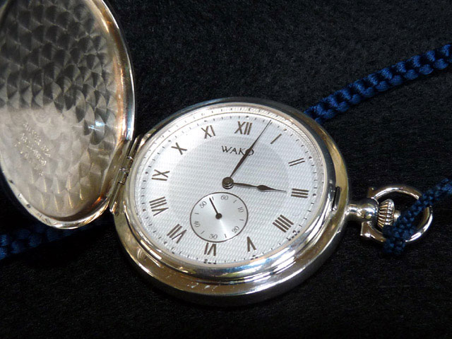 和光 WAKO 銀無垢 ハンターケース 懐中時計 HDJE177H 保証書付属