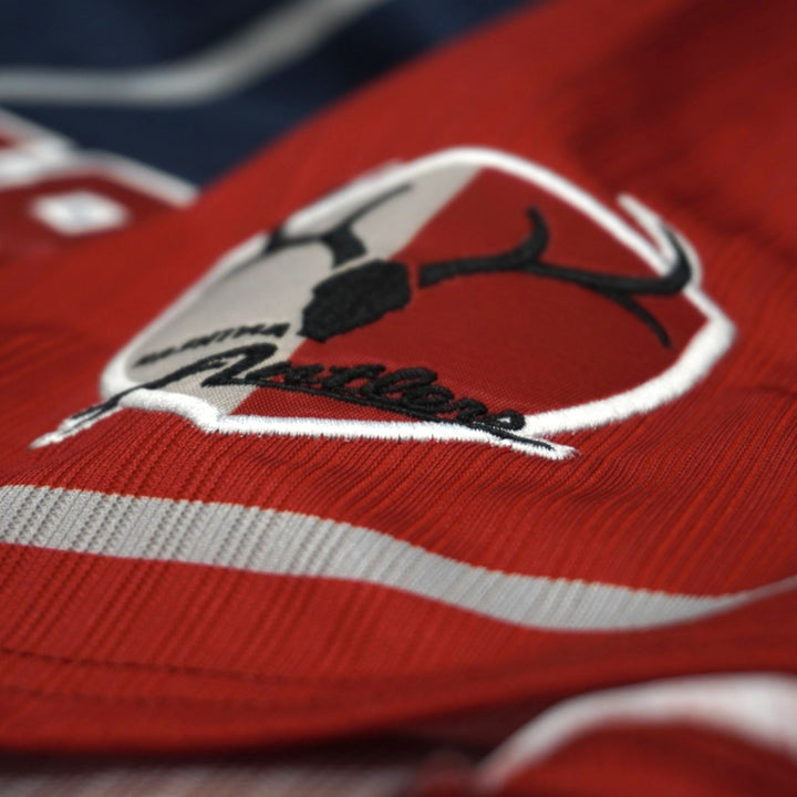 鹿島国立】ラグランベースボールシャツ（ネイビー×レッド）全8種