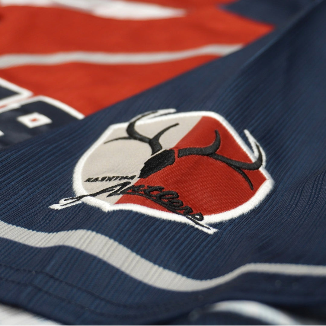 鹿島国立】ラグランベースボールシャツ（レッド×ネイビー）全8種