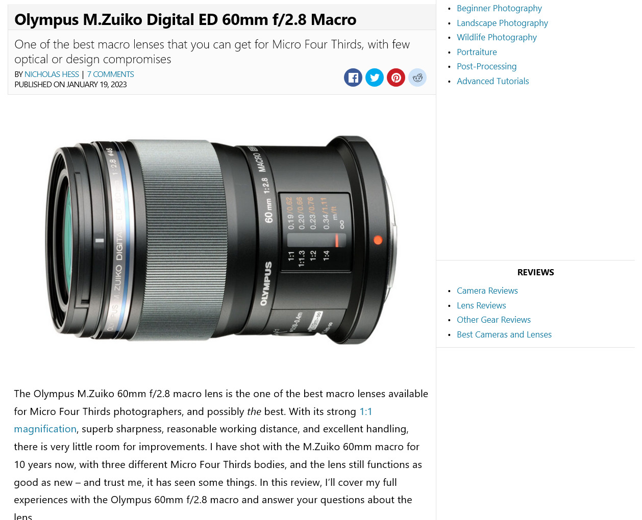 オリンパス ED 60mm F2.8 MacroはM4/3で最高のマクロレンズの 1 つ