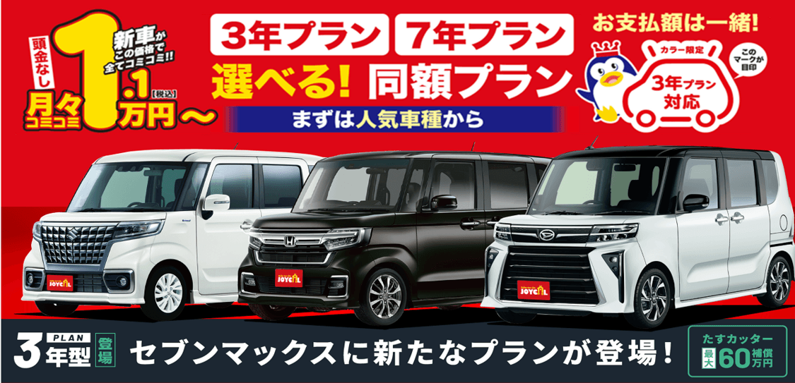 頭金無し！月額料金制の新車購入プラン「セブンマックス」で悩み改善