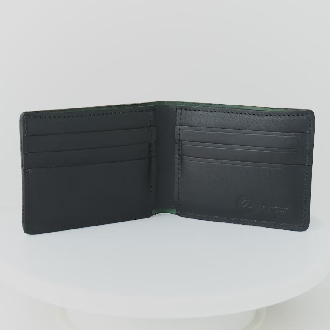 Men's Leather Wallet | Black Shell Cordovan with Full Grain