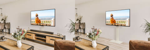 テレビ台と組み合わせられる壁寄せテレビスタンド - AV Watch