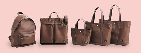 PORTER「SENSUOUS」ブラウン発売。トートやヘルメットバッグ等