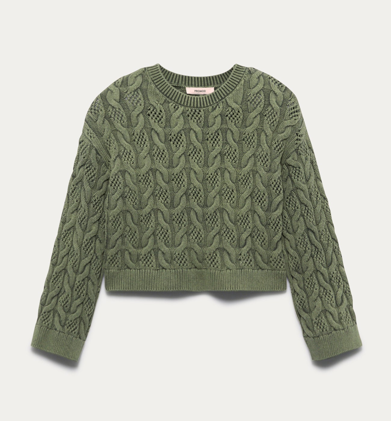 Short cable-knit jumper - Khaki