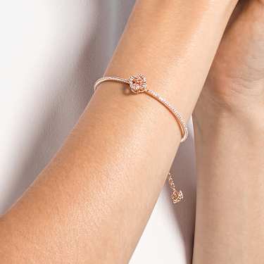 Una bangle, Clover, Pink, Rose gold-tone plated | Swarovski