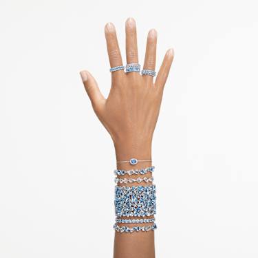 Matrix Tennis bracelet, Round cut, Blue, Rhodium plated | Swarovski