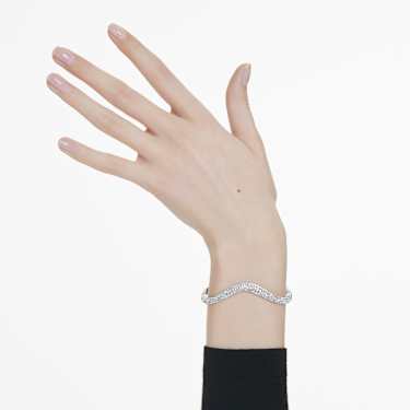 Sublima bangle, Round cut, White, Rhodium plated | Swarovski