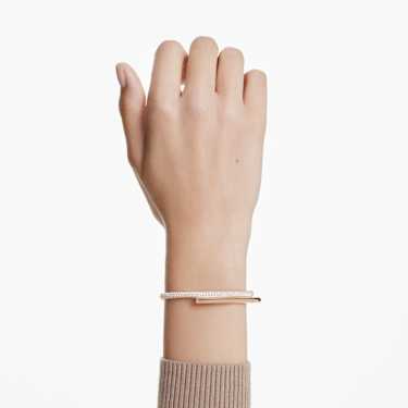 Dextera bangle, Magnetic closure, White, Rose gold-tone plated