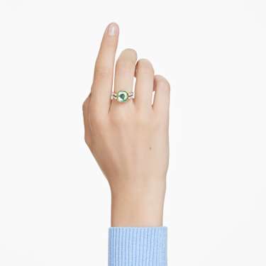 Chroma ring, Cushion cut, Multicoloured, Gold-tone plated | Swarovski