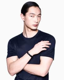 ブレスレット スターリングシルバー／編み込みレザー | Giorgio Armani