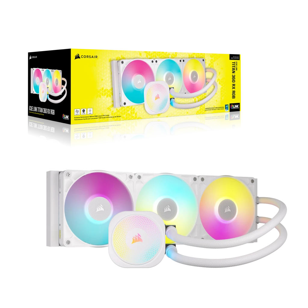 iCUE LINK TITAN 360 RX RGB AIO 水冷式 CPU クーラー - ホワイト