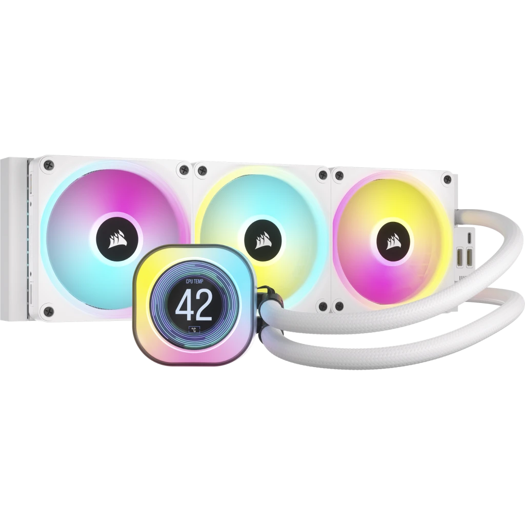 iCUE LINK H150i LCD 水冷式 CPU クーラー、ホワイト