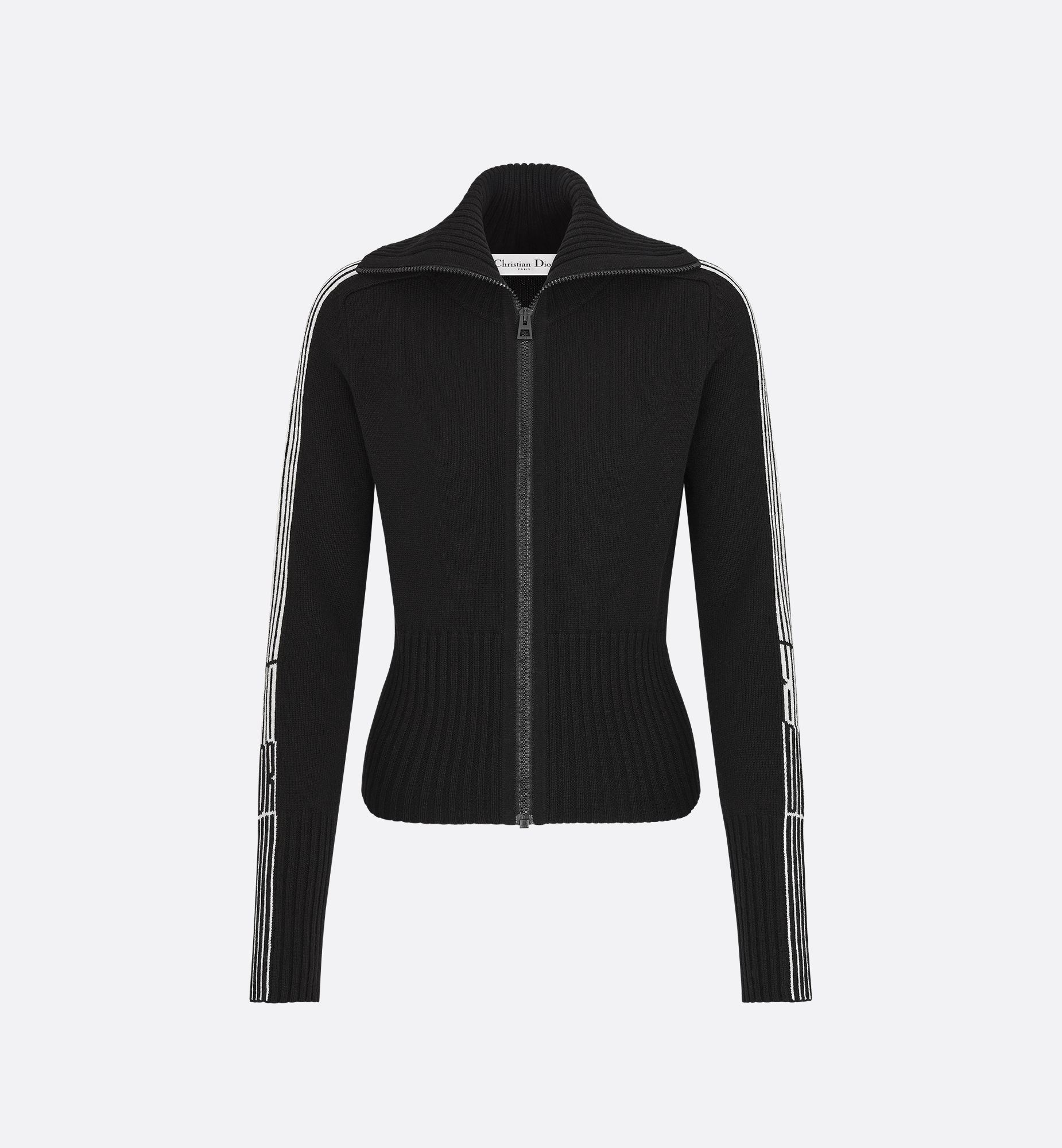 DiorAlps Short Cardigan Black Virgin Wool and Cashmere Knit with