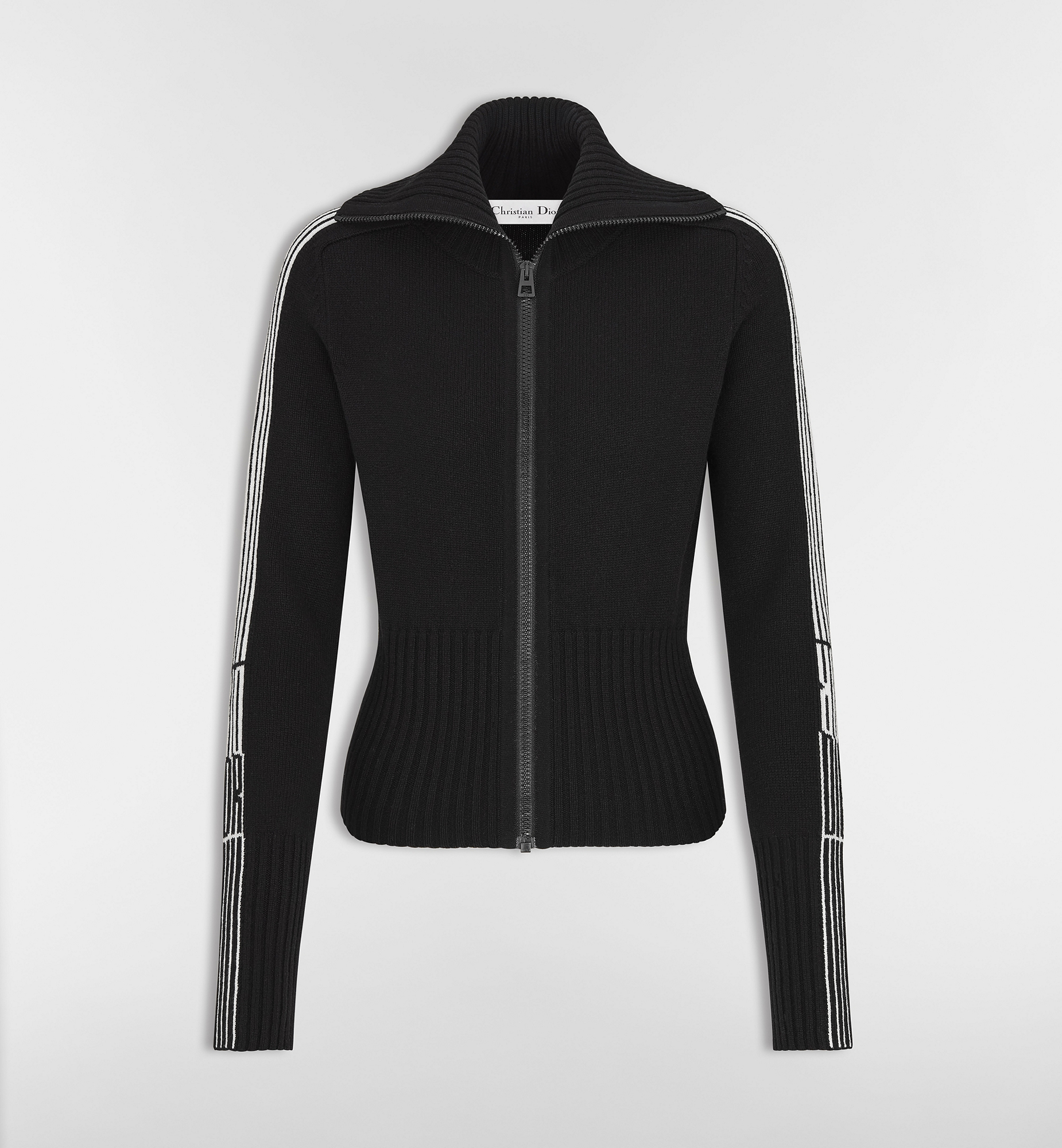 DiorAlps Short Cardigan Black Virgin Wool and Cashmere Knit with