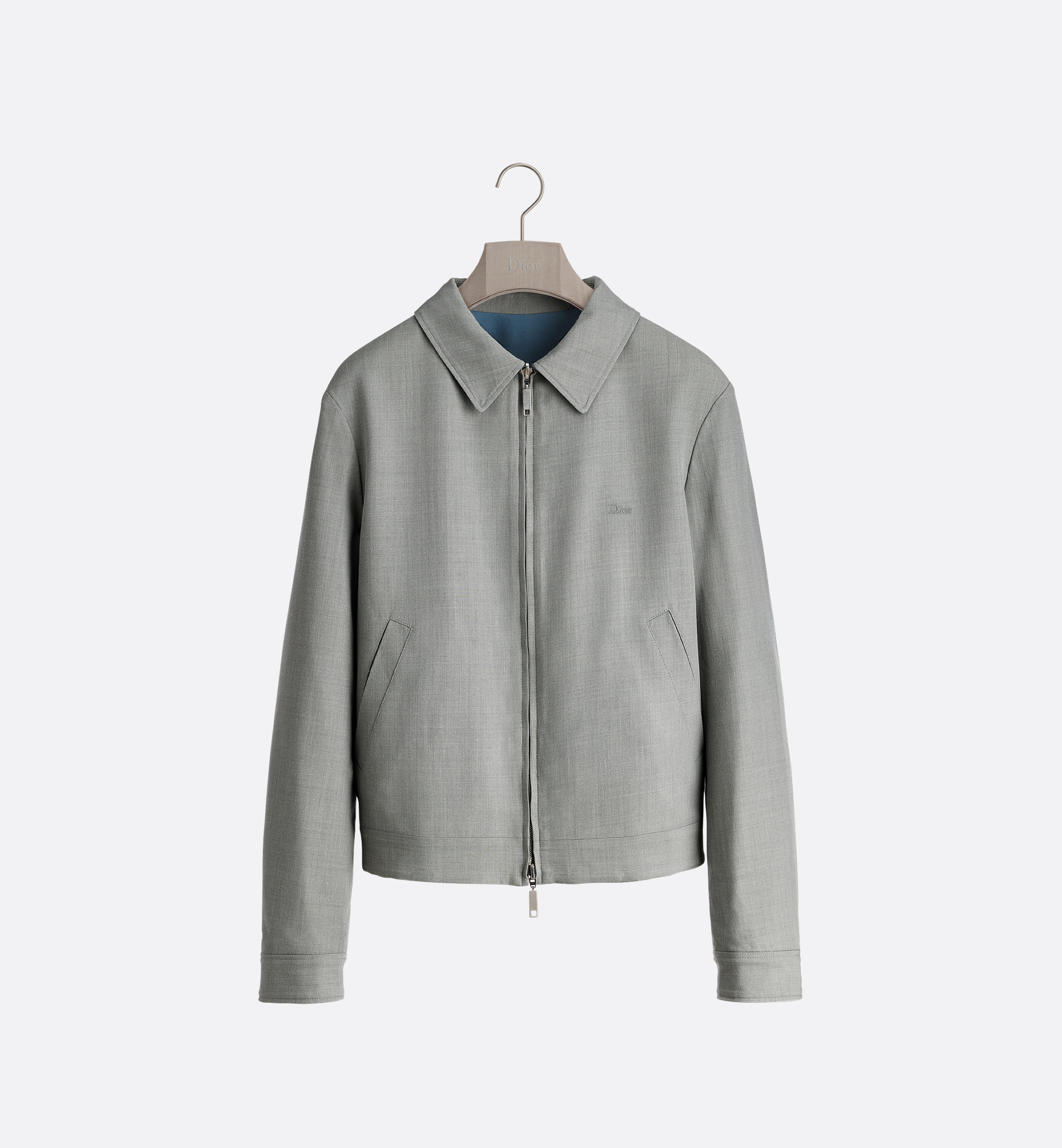 Reversible Zipped Jacket with Book Cover Embroidery Gray Virgin