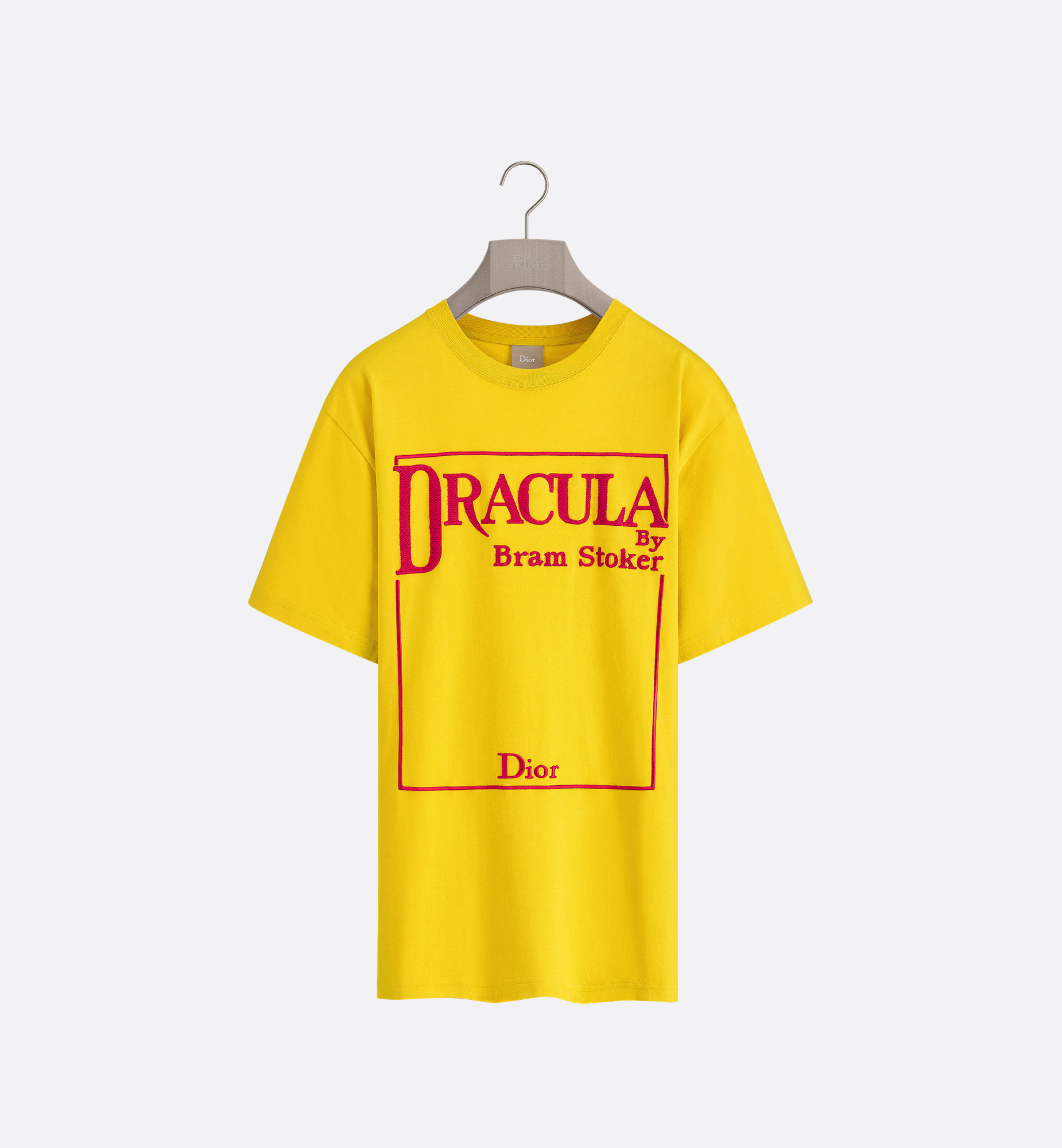 T-Shirt with Book Cover Embroidery, Relaxed Fit Yellow and Red