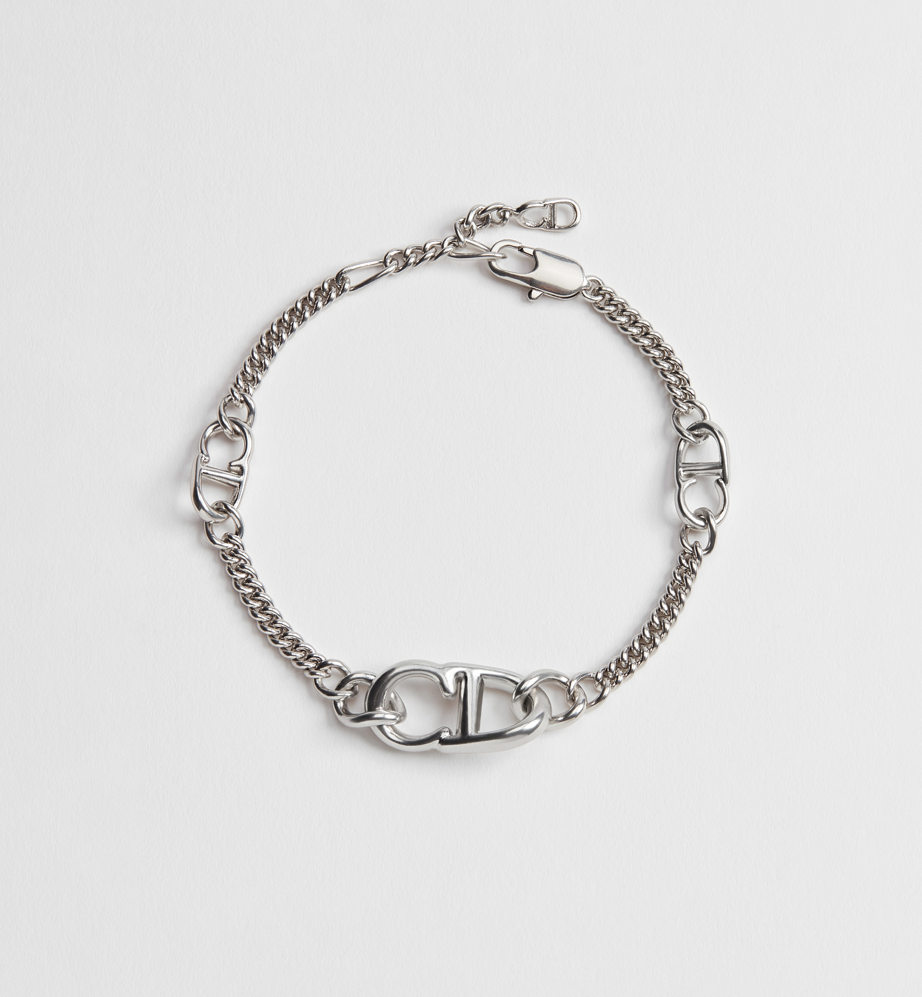 CD Icon Thin Chain Link Bracelet Silver-Finish Brass | DIOR