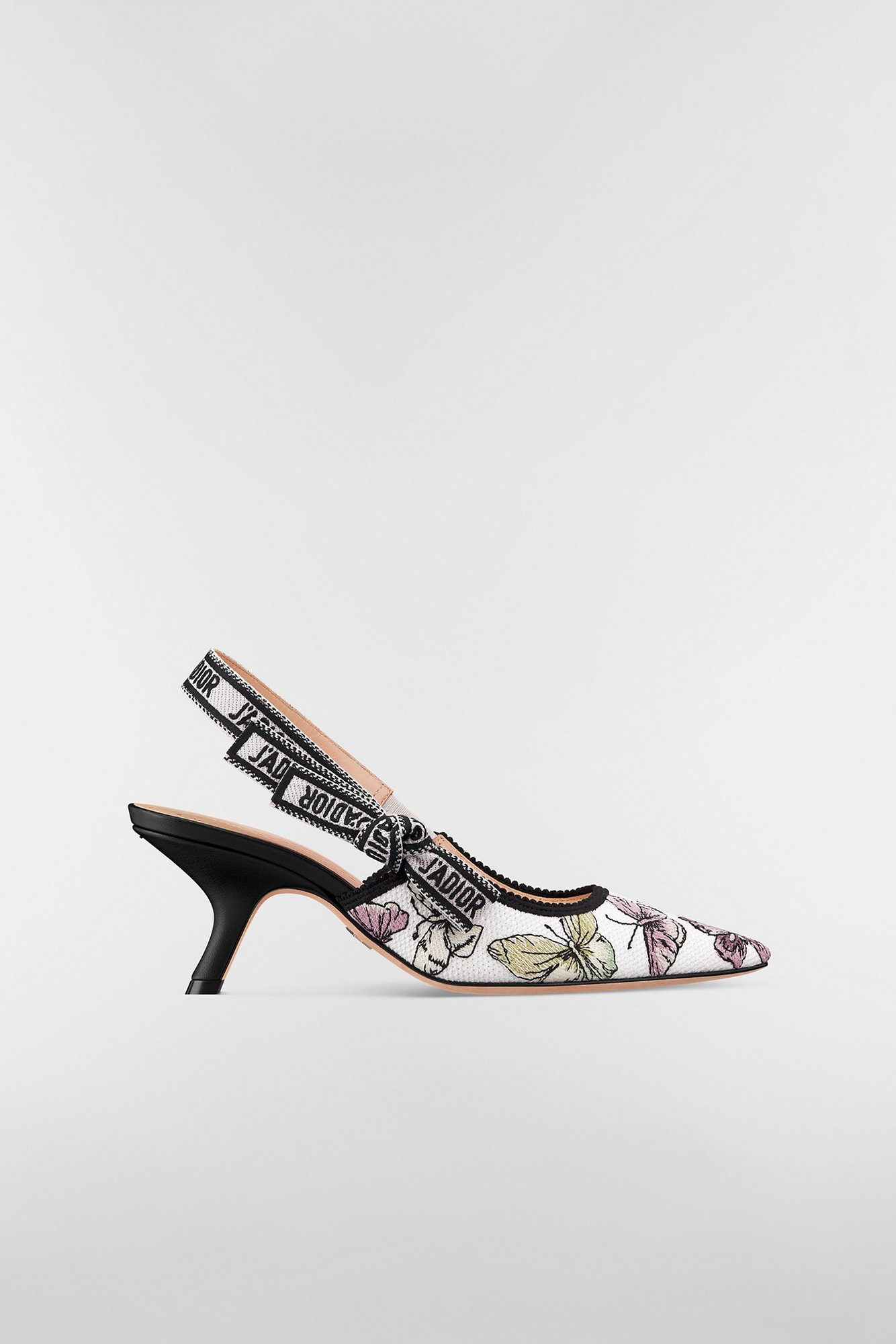 J'Adior Slingback Pump Lambskin with White and Black Newspaper