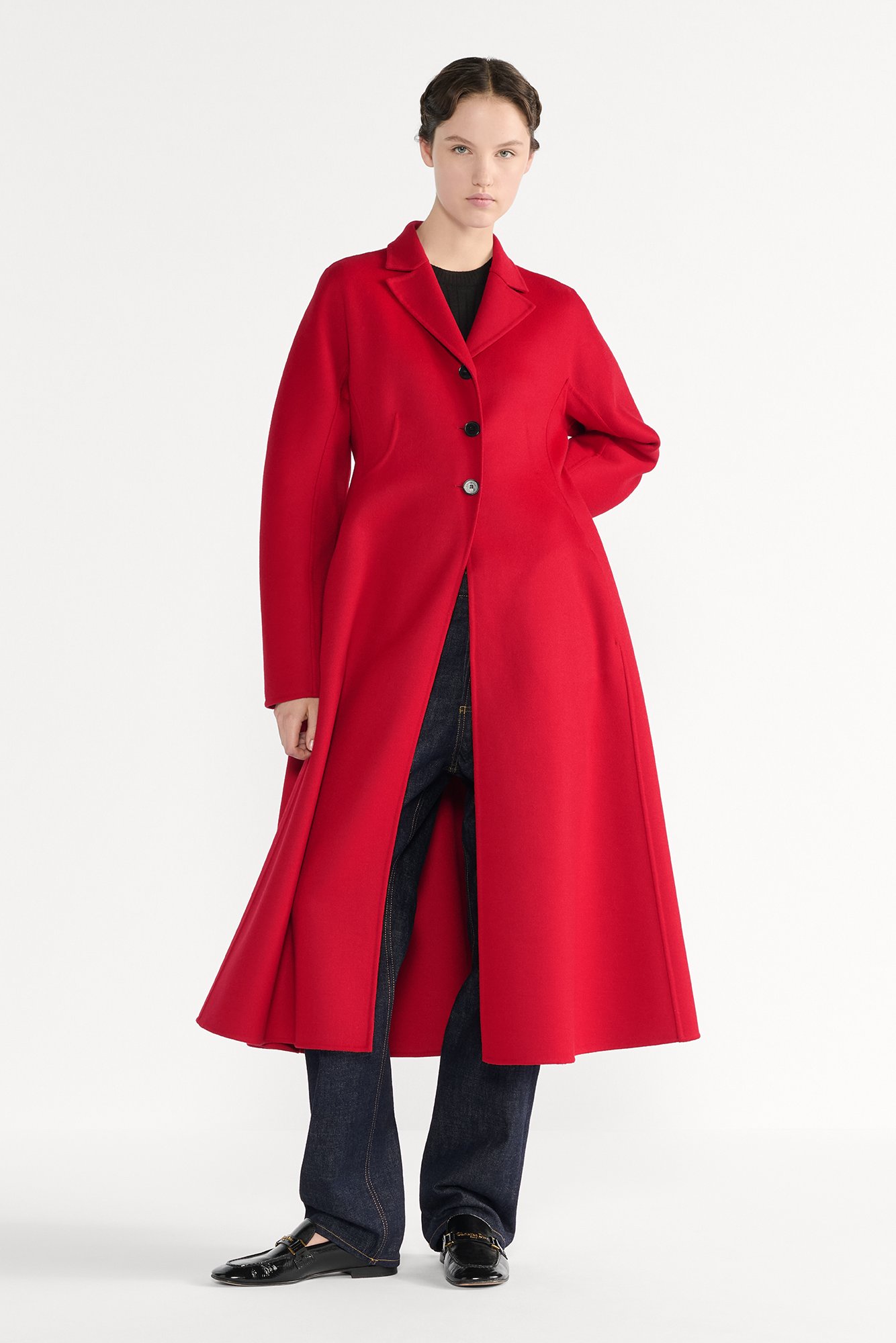 Fitted Coat Red Double-Sided Virgin Wool-Angora-Blend Felt | DIOR