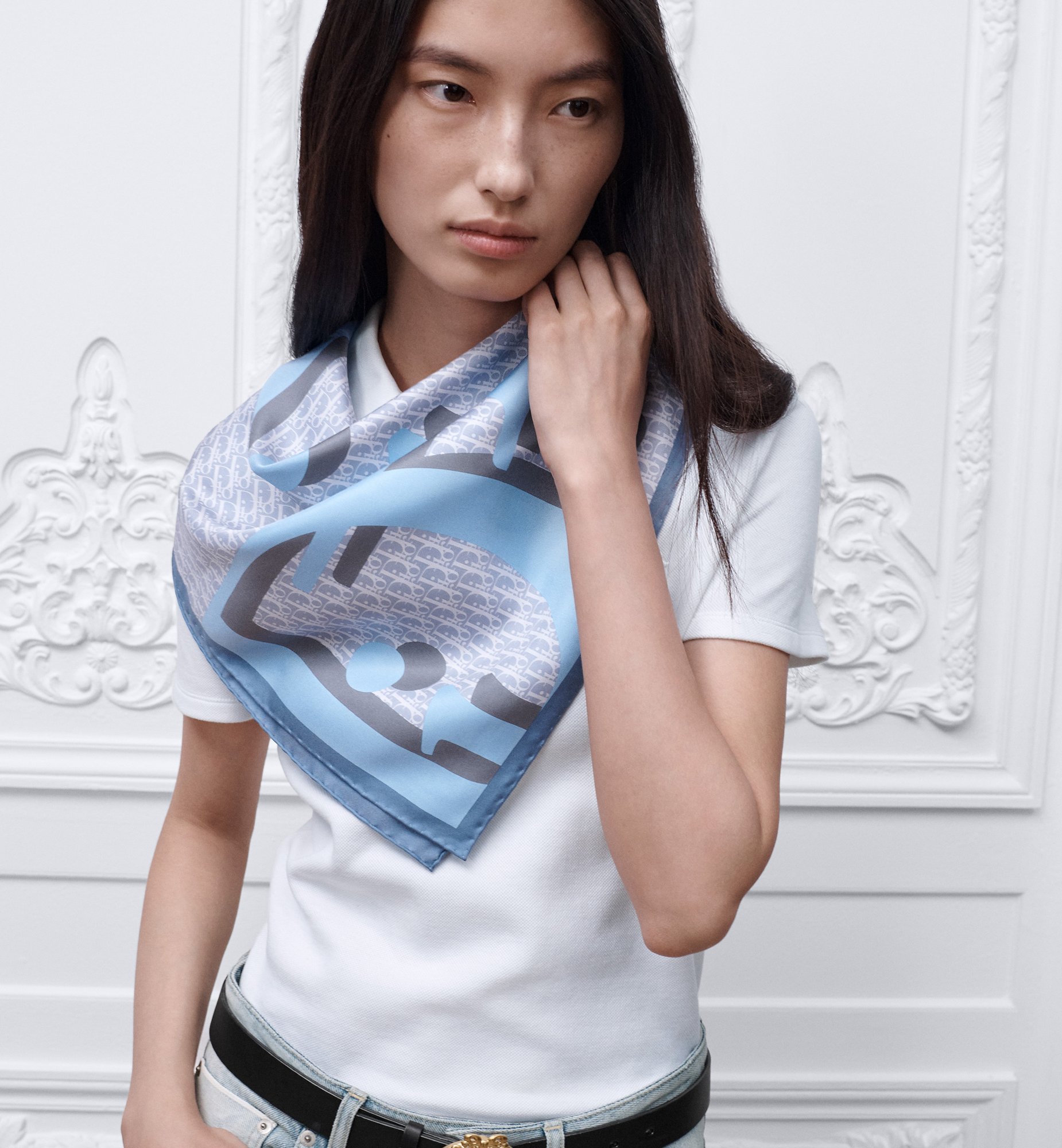 Dior Infini 70 Square Scarf Blue Silk Twill | DIOR