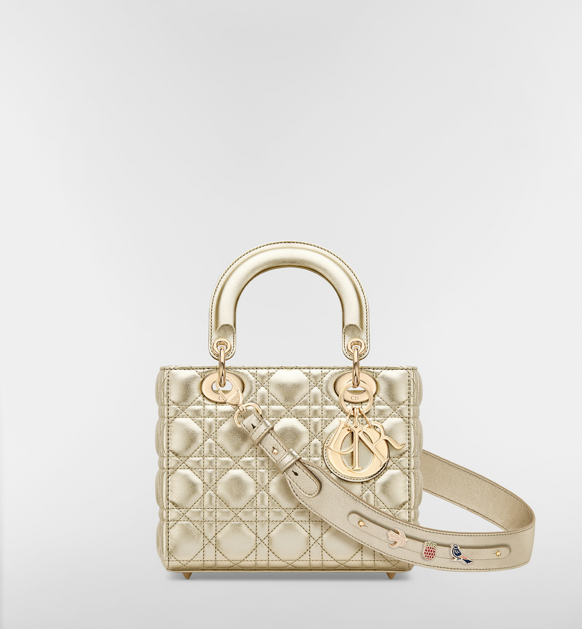 Small Lady Dior My ABCDior Bag Metallic Gold-Tone Cannage Calfskin