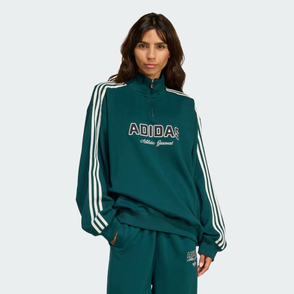 ADIDAS ORIGINALS ATHL DEPT GRAPHIC QUARTER ZIPPER - Green | Free