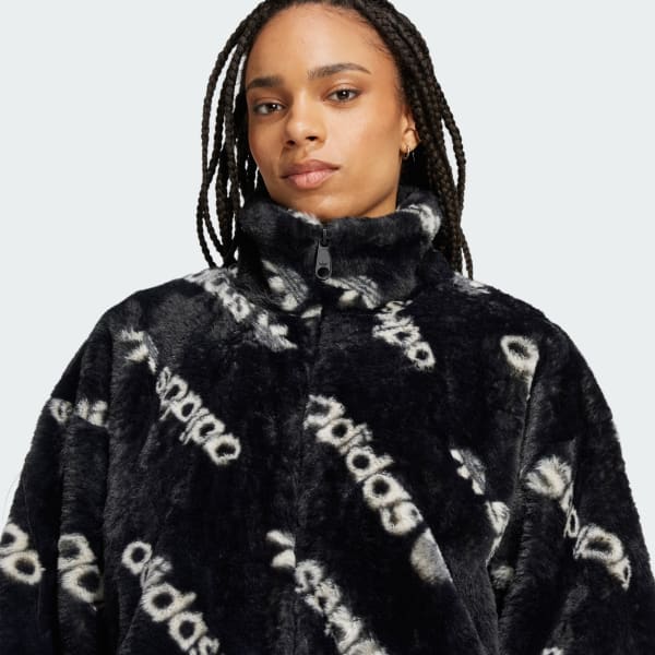 アディダス トーナル総柄プリント ファージャケット - ブラック