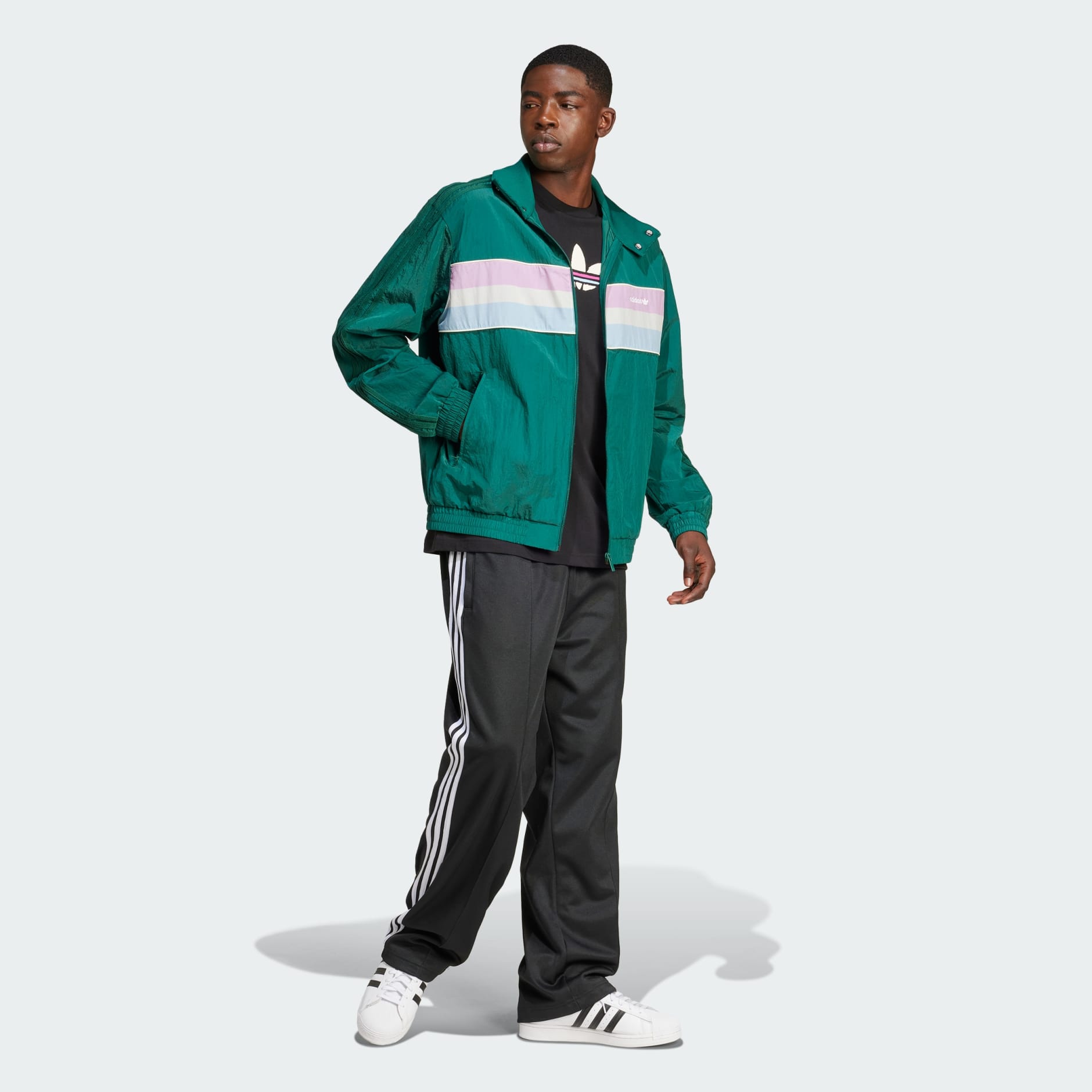 adidas '80s Nylon Archive 3-Stripes Track Top - Green | adidas UAE