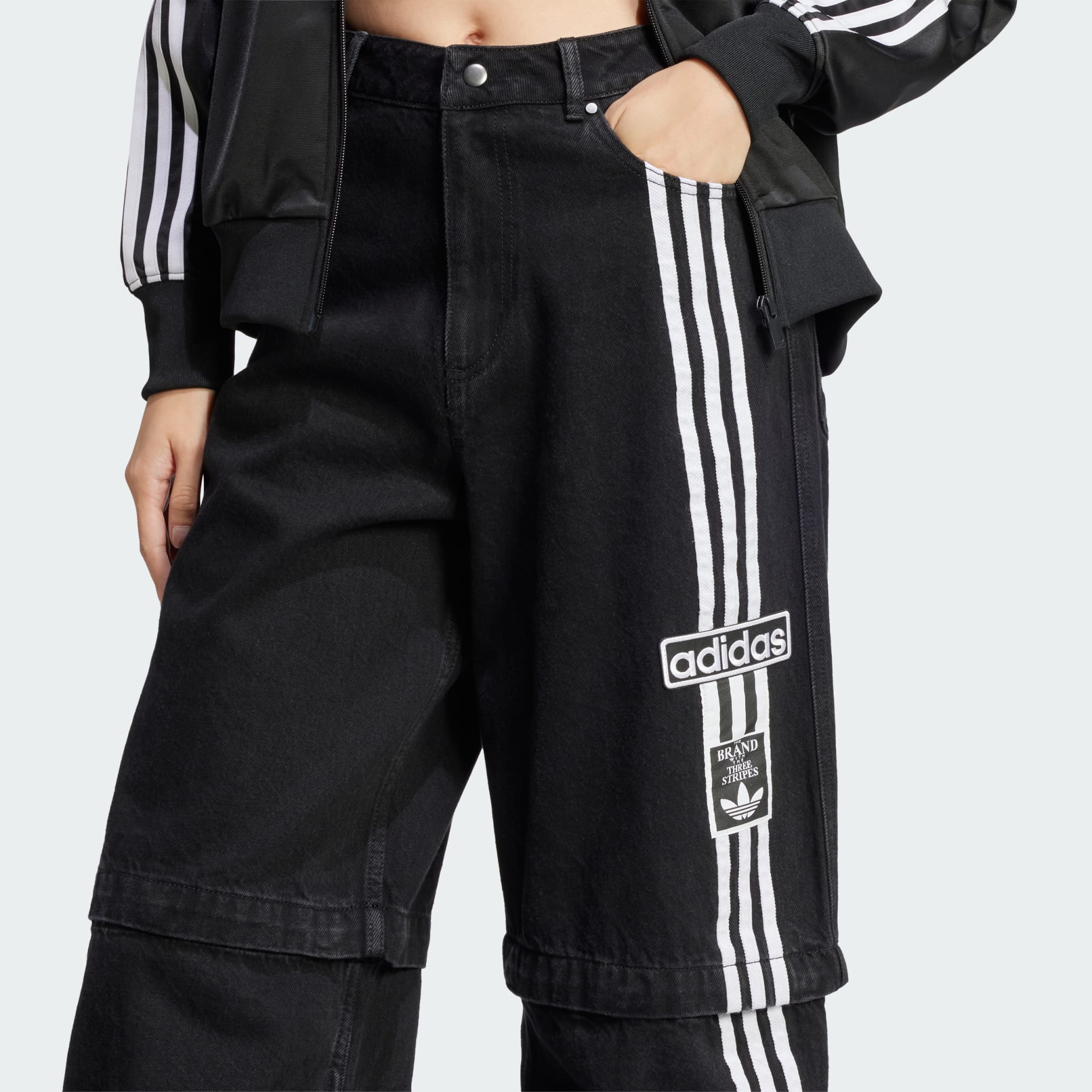 CLOTHING - Adibreak Denim Two-In-One Pants - Black | adidas Oman