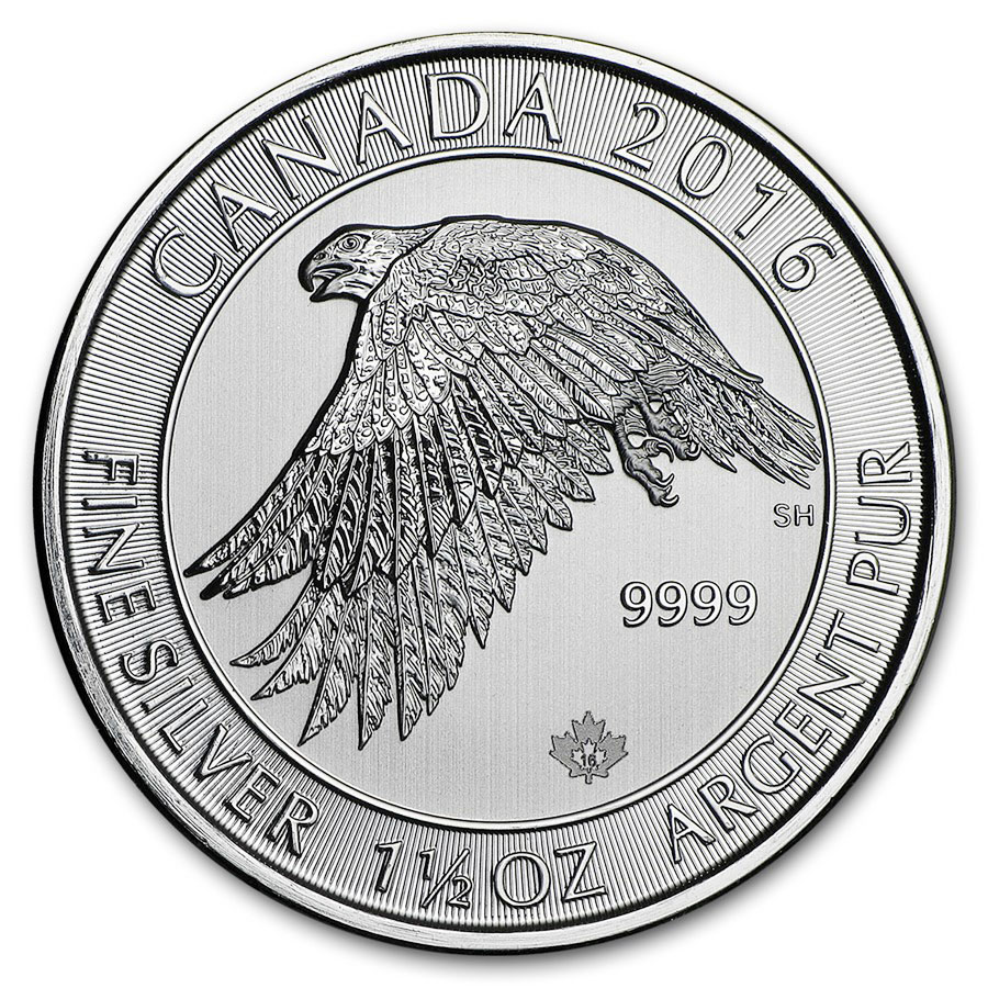 2016 Canadian Silver $8 White Falcon 1.5 Ounces - Golden Eagle Coins