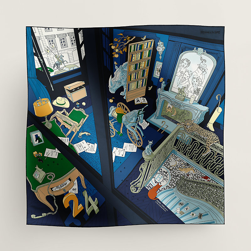 カレ 90 《24番地のミステリー》 - ブルー | Hermès - エルメス-公式サイト