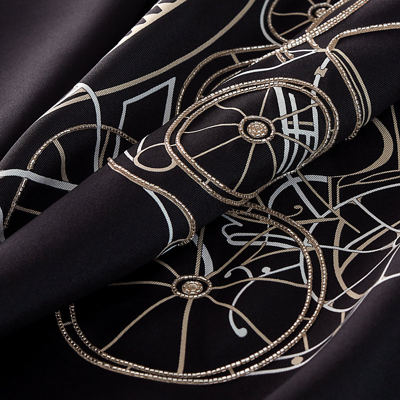 Complication Equestre embroidered scarf 90 - Black | Hermès USA