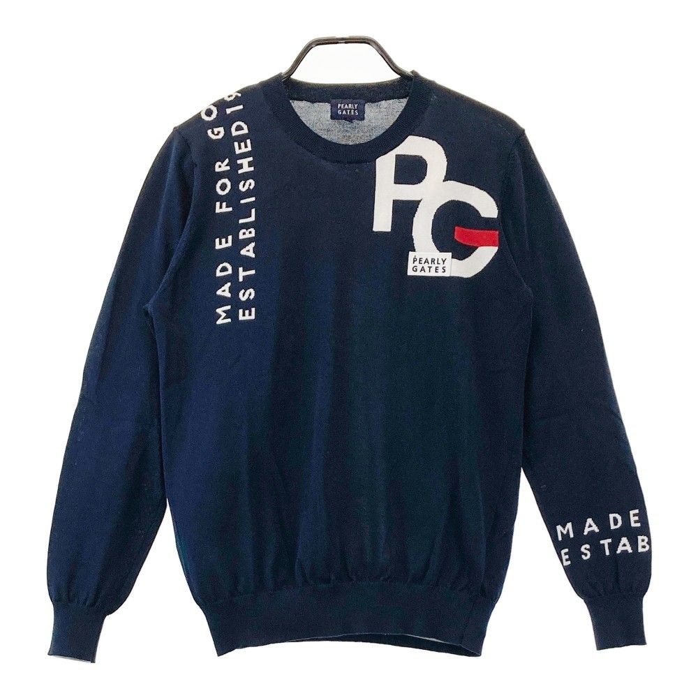 未使用 タグ付 パーリーゲイツ 長袖ジップPGロゴセーター 5 L 紺
