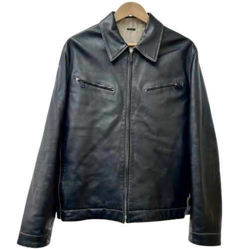 ♪Hermes エルメス レザージャケット ラムスキン ブラックレザー 52