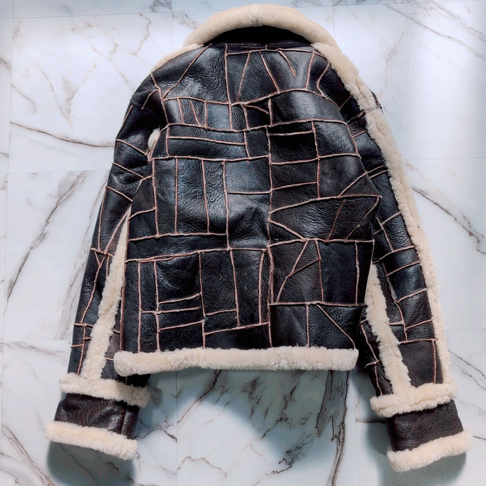 Ohka Lamb GINZA TOKYO ムートンジャケット パッチワーク B-3 リアル