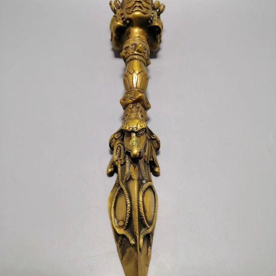 仏教美術 法器 馬頭明王三面普巴杵 降魔杵 辟邪 開運 風水招財 置物