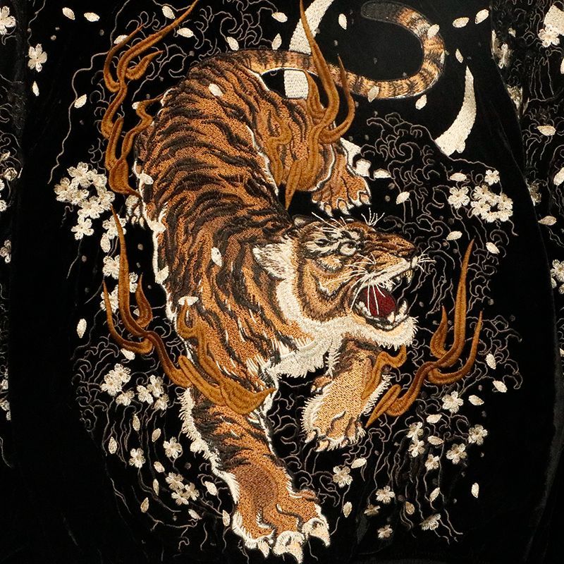 ク*ン様 ヴィンテージ スカジャン 別珍 ベロア 虎 龍 刺繍 トラ