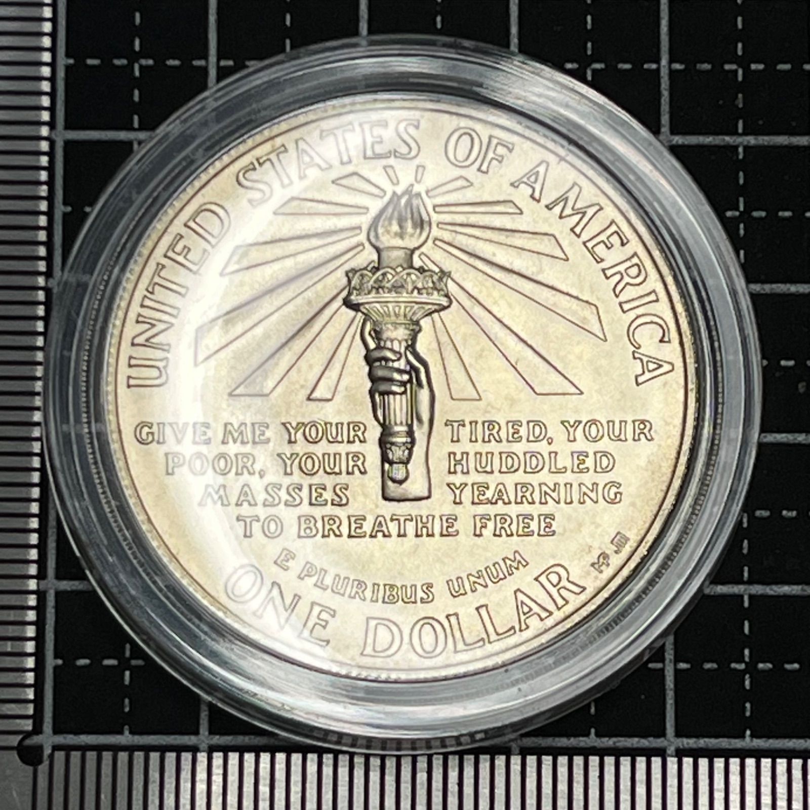 銀貨】1986年 アメリカ自由の女神100周年記念 1ドル銀貨／エリス島